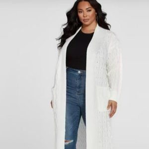 Jill Cable Knit Long Cardigan Sweater
